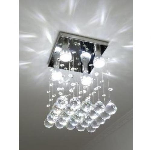 ga67a039bj-Lustre para Sala de Jantar/Estar com 50 cm de Altura, Chuva Reta de Cristais